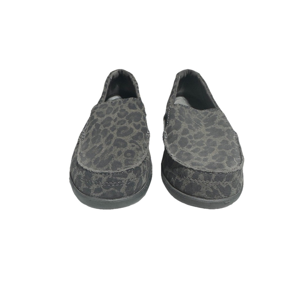 EUC Crocs Walu Suede Slip On Loafer Shoes 9 Leopard Maximalist Neutral Everyday
